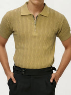Brown knitted Half-Hand T-Shirt