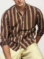 Brown Striped Full-Hand Shirt