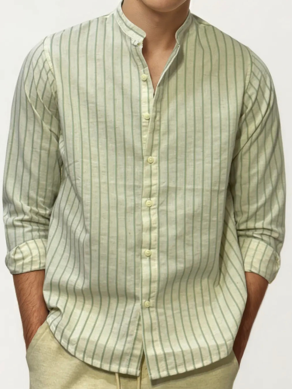 White Striped Full-Hand Shirt