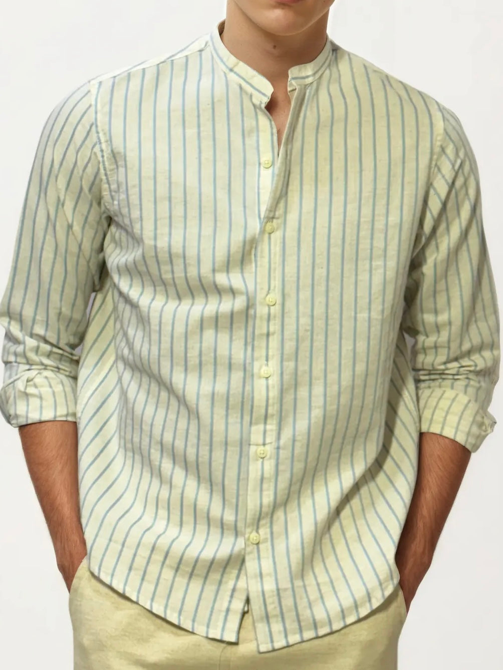 Green Striped Full-Hand Shirt