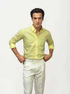 Yellow Pima-Cotton Plain Formal Shirt