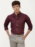 Wine Pima-Cotton Plain Formal Shirt