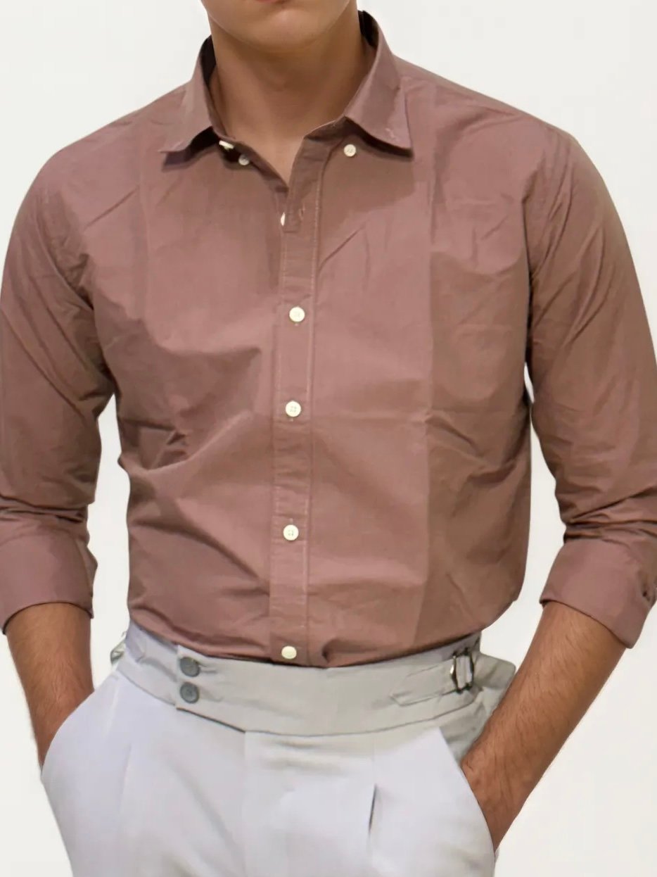 Pink Pima-Cotton Plain Formal Shirt