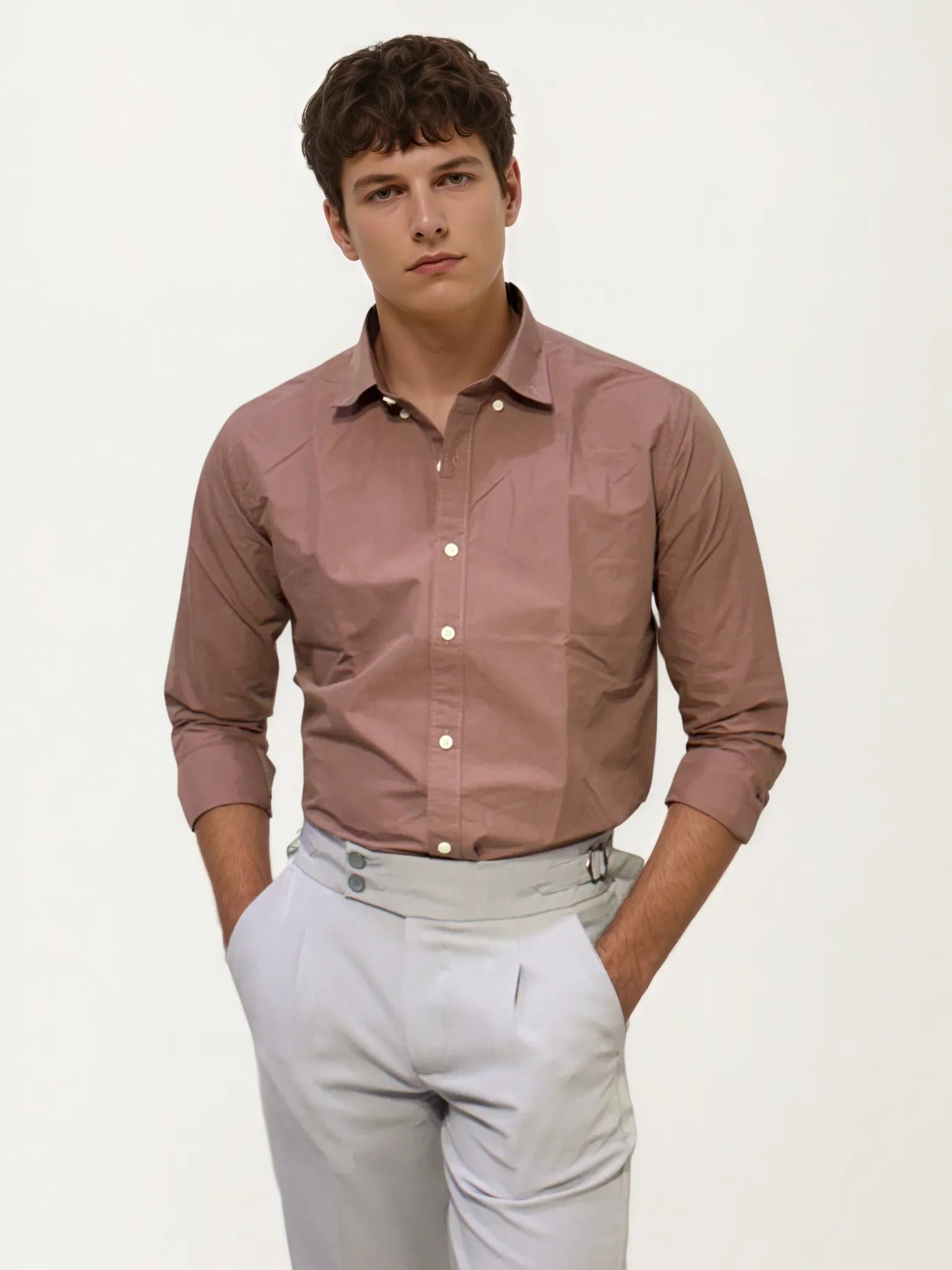 Pink Pima-Cotton Plain Formal Shirt