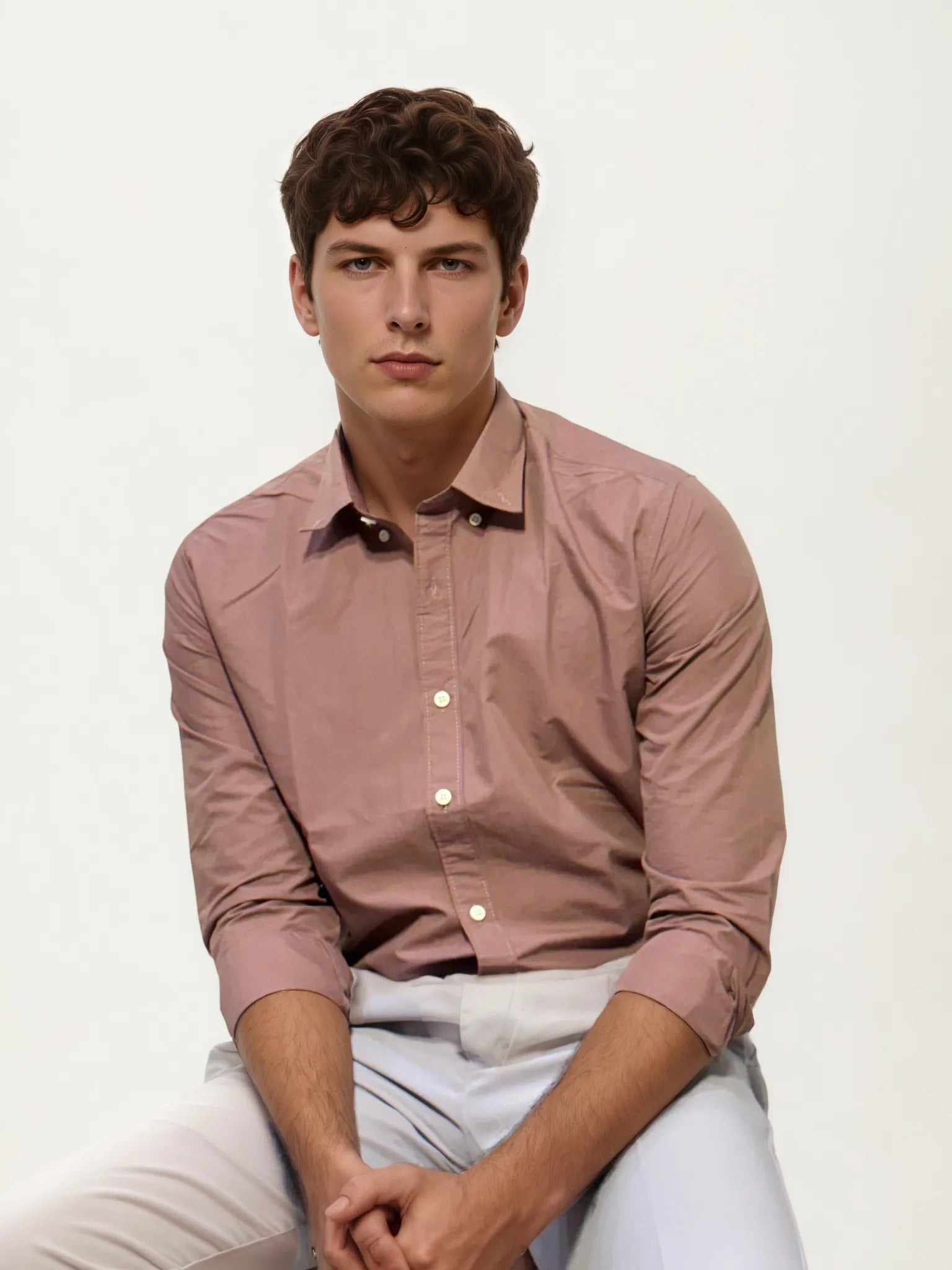 Pink Pima-Cotton Plain Formal Shirt