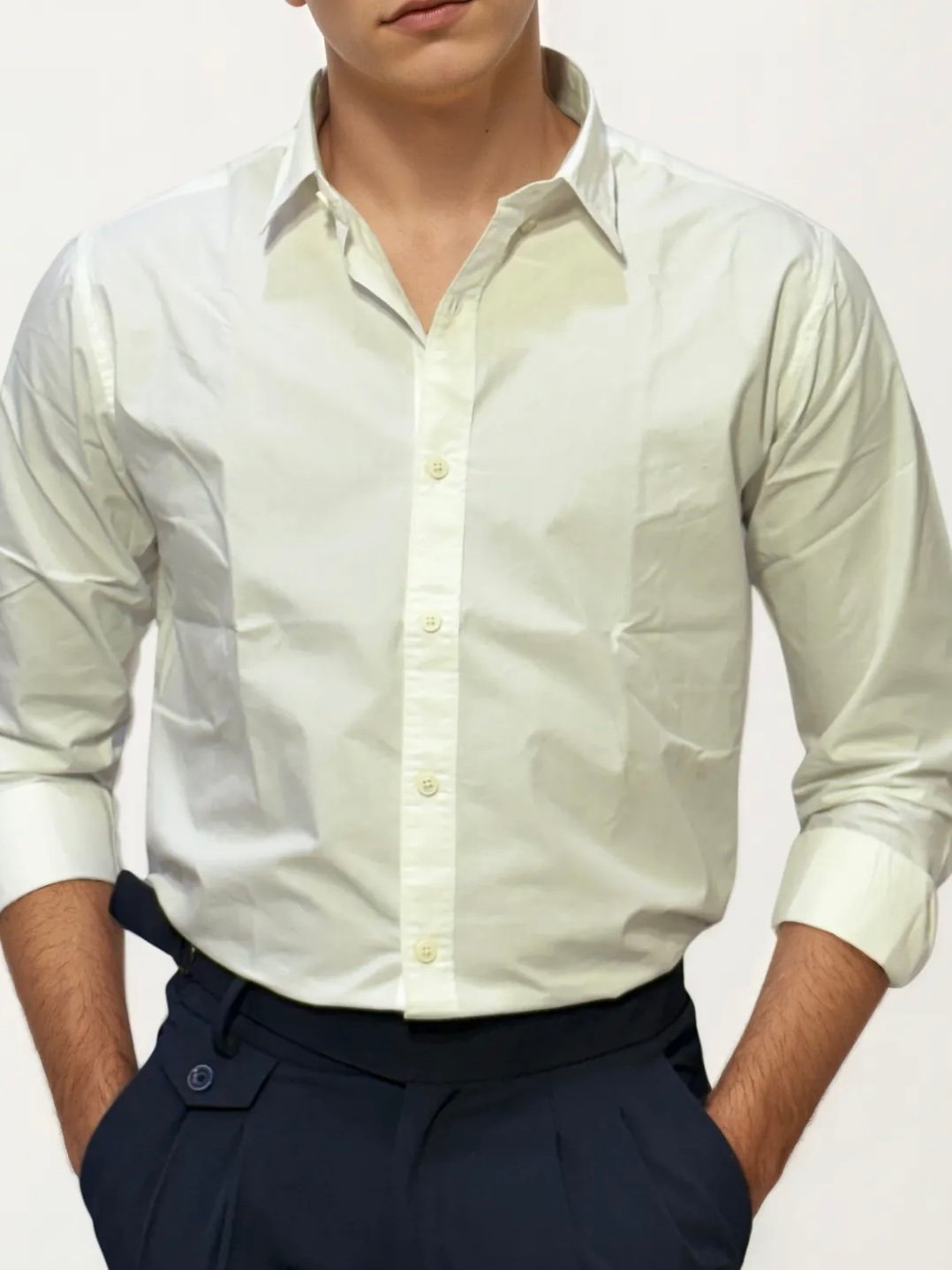 White Pima-Cotton Plain Formal Shirt