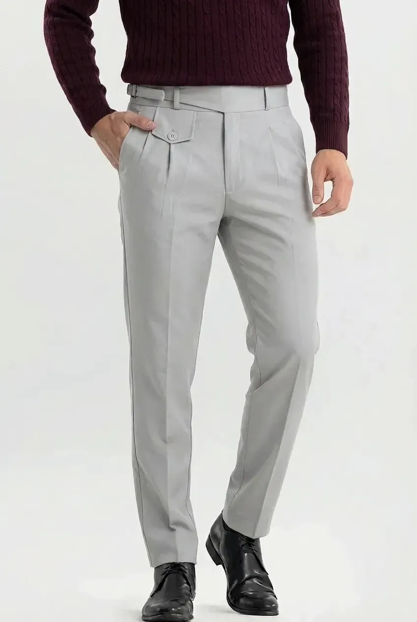 Grey Slim Fit Ghurka Formal Trousers