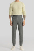Grey Slim Fit Ghurka Formal Trousers