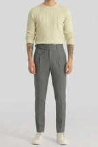 Grey Slim Fit Ghurka Formal Trousers