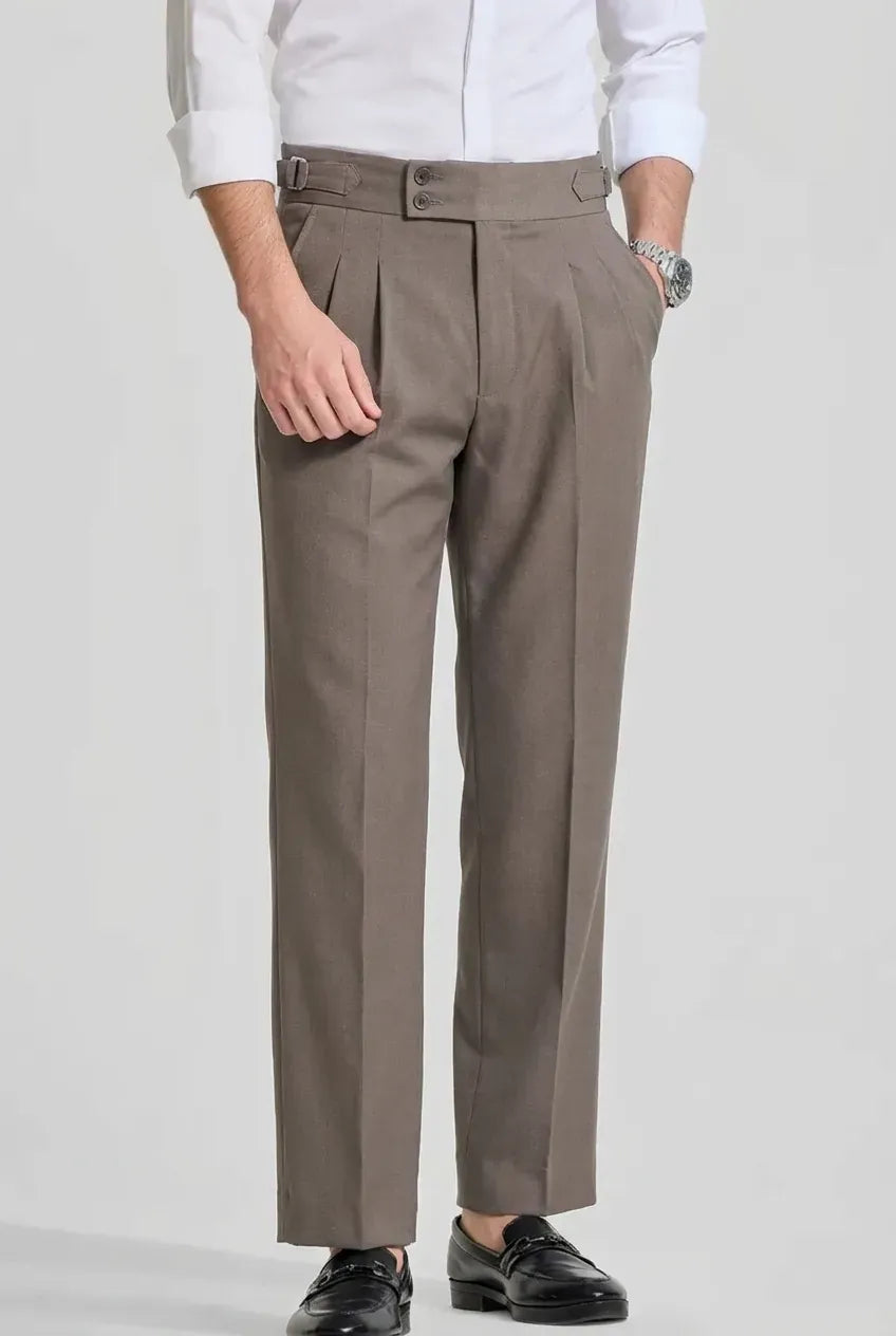 Dark-Grey Double-Button Regular Fit Trousers