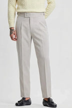 Semi-White Double-button Regular Fit Trousers
