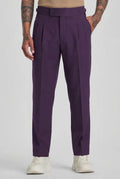 Purple Double-Button Regular Fit Trousers