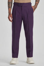 Purple Double-Button Regular Fit Trousers