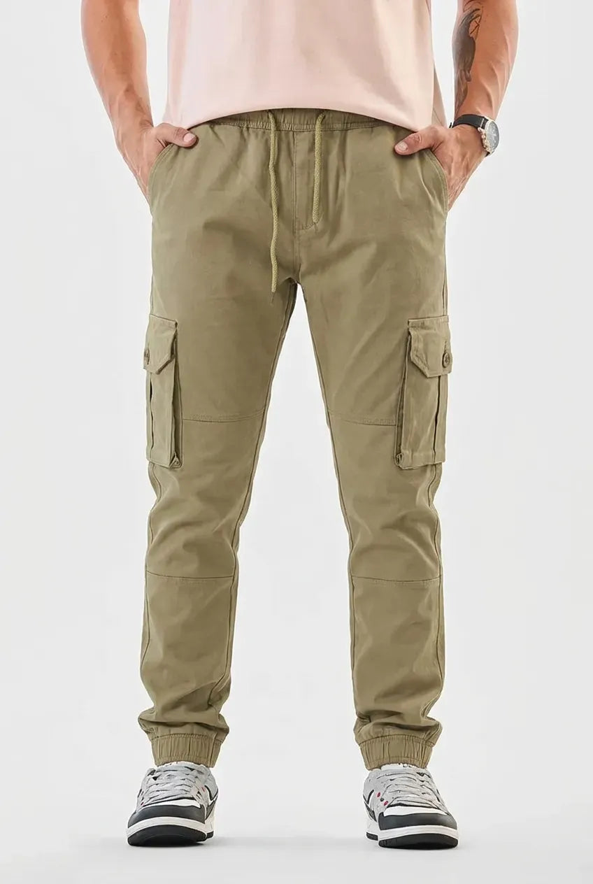 Beige Cargo Joggers