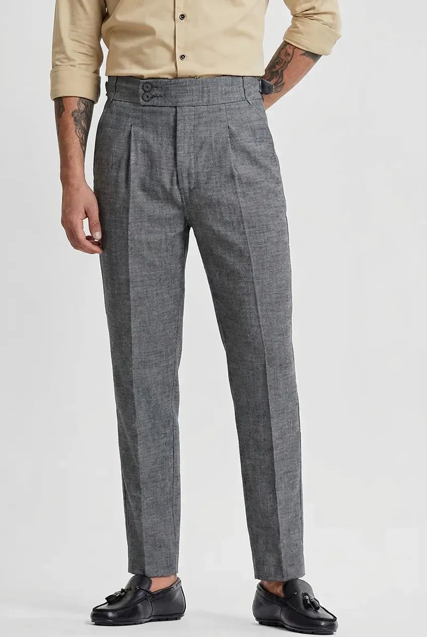 Gray straight Ghurka trousers