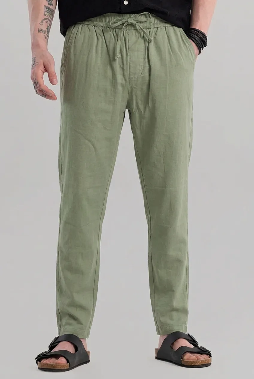 Light Olive Green Linen Trousers