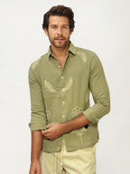 Embroidery Blended Linen Shirt