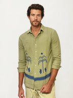 Embroidery Blended Linen Shirt