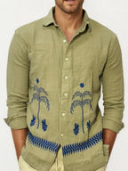 Embroidery Blended Linen Shirt