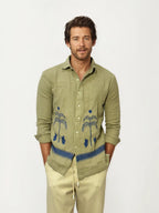 Embroidery Blended Linen Shirt