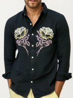 Embroidery Blended Linen Shirt