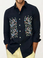 Embroidery Blended Linen Shirt