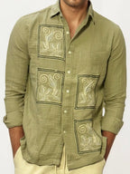 Embroidery Blended Linen Shirt