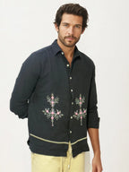 Embroidery Blended Linen Shirt