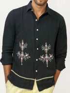 Embroidery Blended Linen Shirt