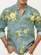 Blue Printed Full-Hand Shirt