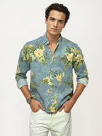 Blue Printed Full-Hand Shirt