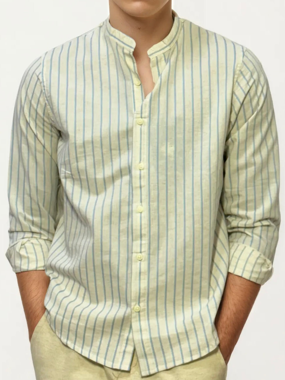 Green Striped Full-Hand Shirt