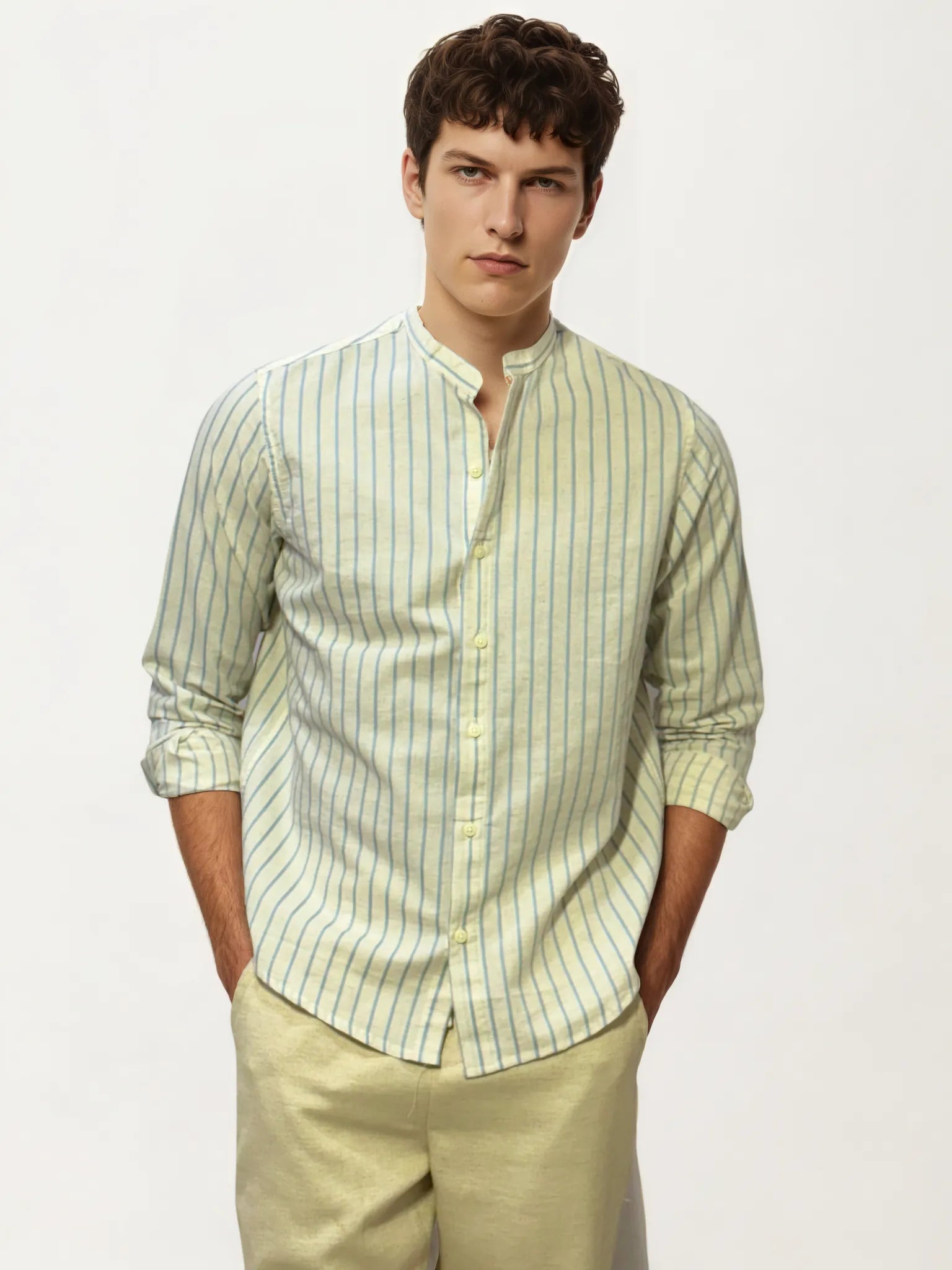 Green Striped Full-Hand Shirt