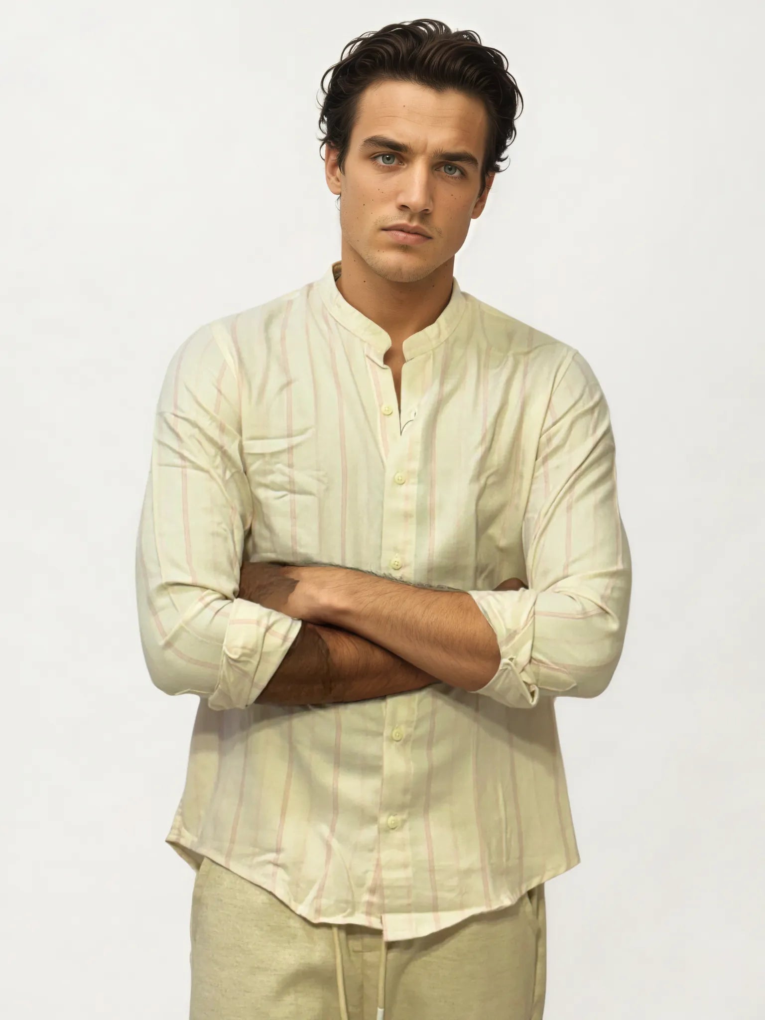 White Striped Full-Hand Shirt