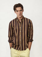 Brown Striped Full-Hand Shirt