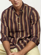 Brown Striped Full-Hand Shirt