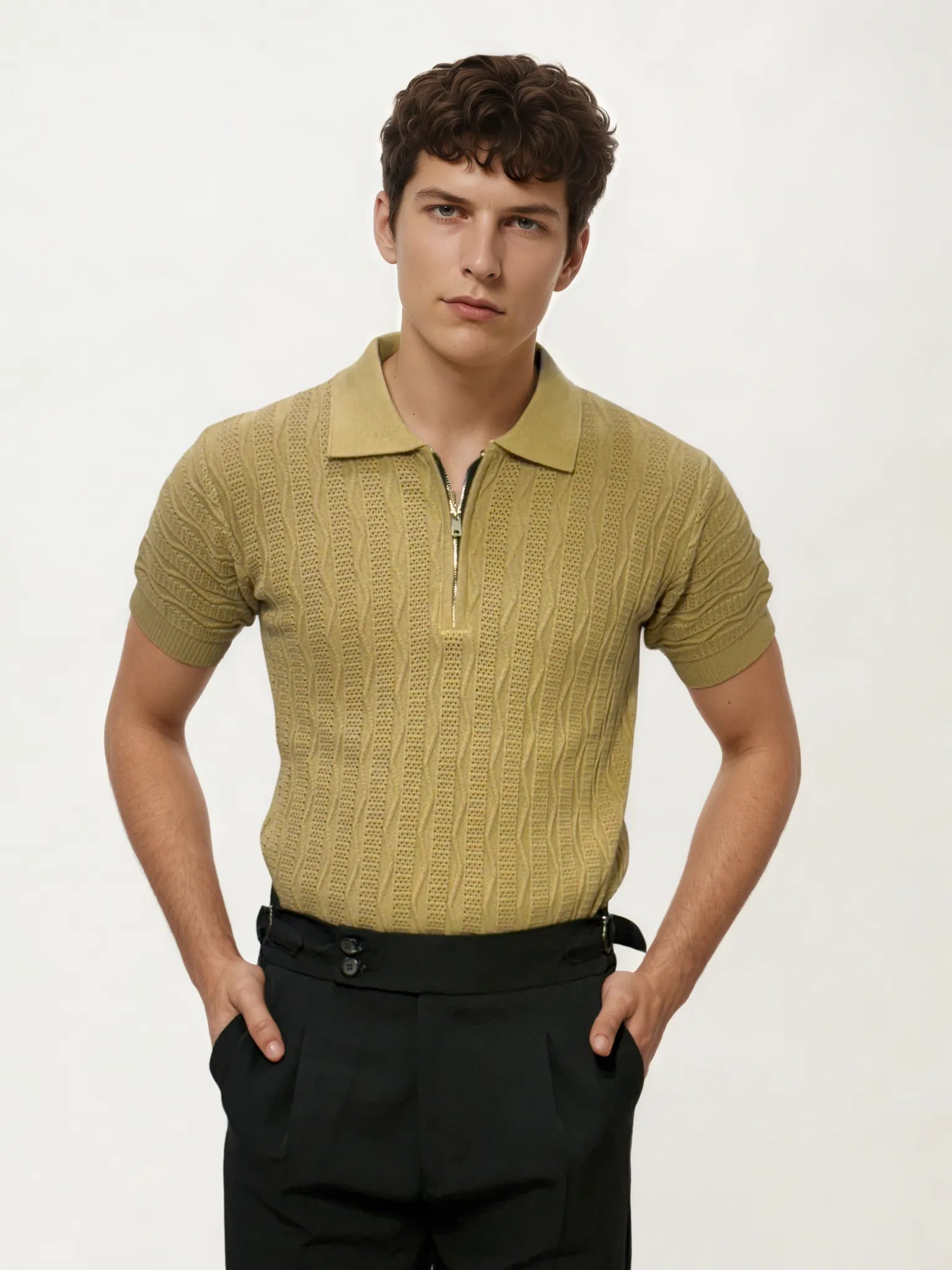Brown knitted Half-Hand T-Shirt