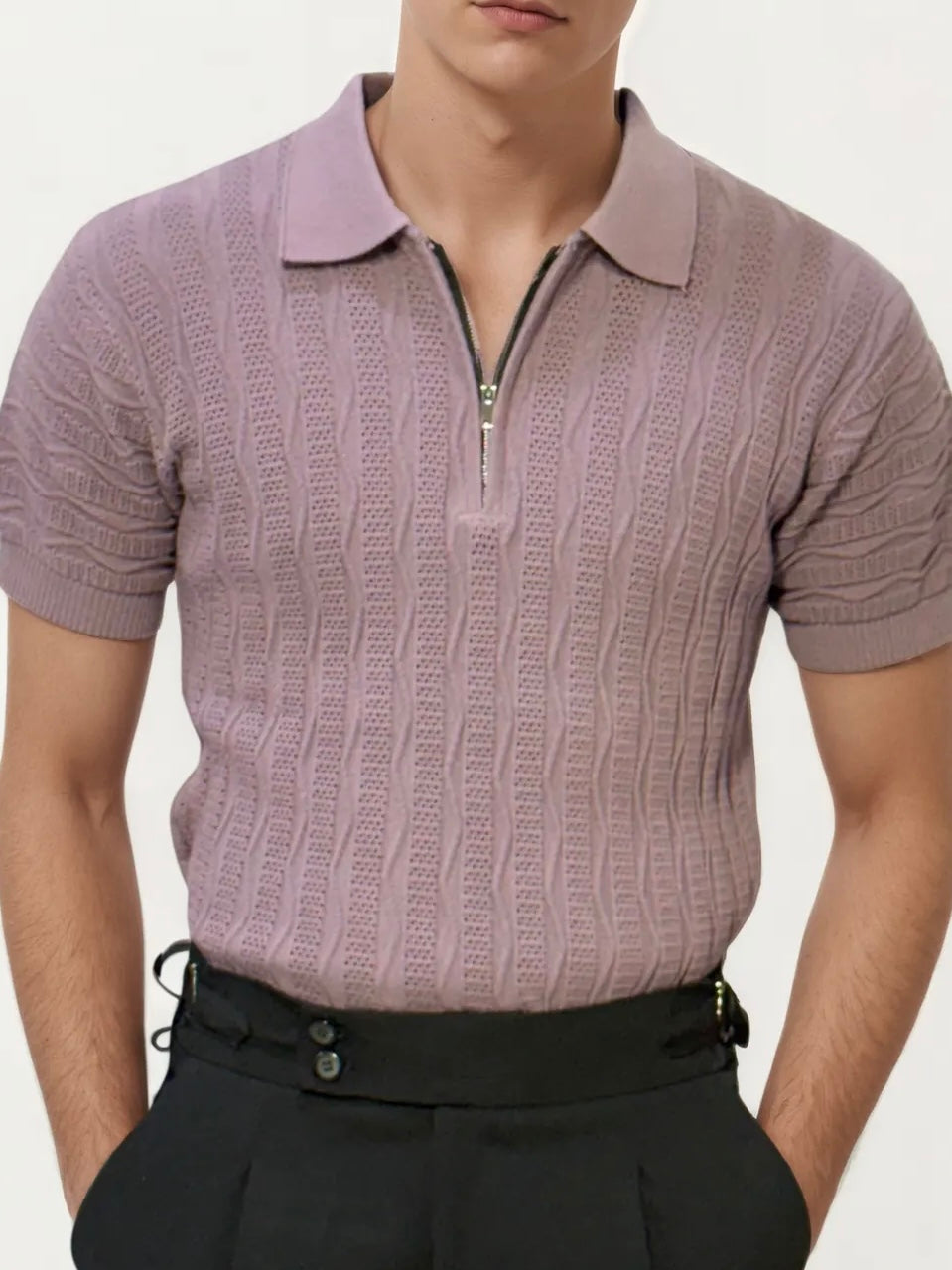 Pink Half-Hand Polo T-Shirt