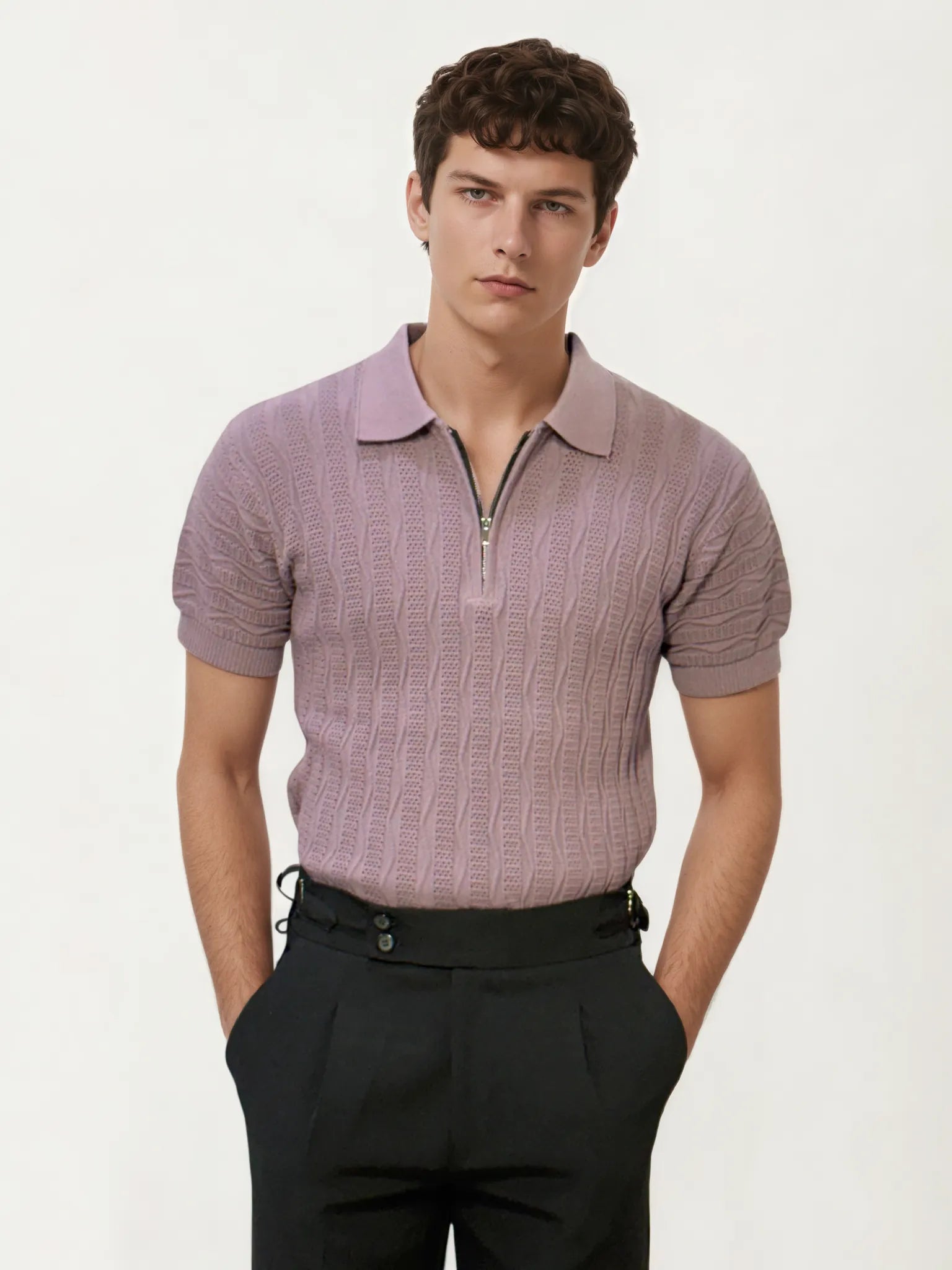 Pink Half-Hand Polo T-Shirt