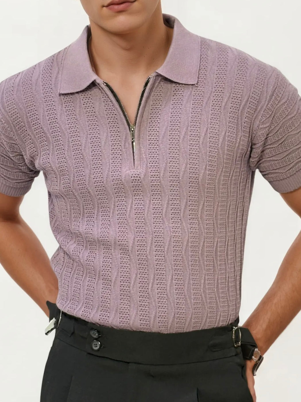 Pink Half-Hand Polo T-Shirt