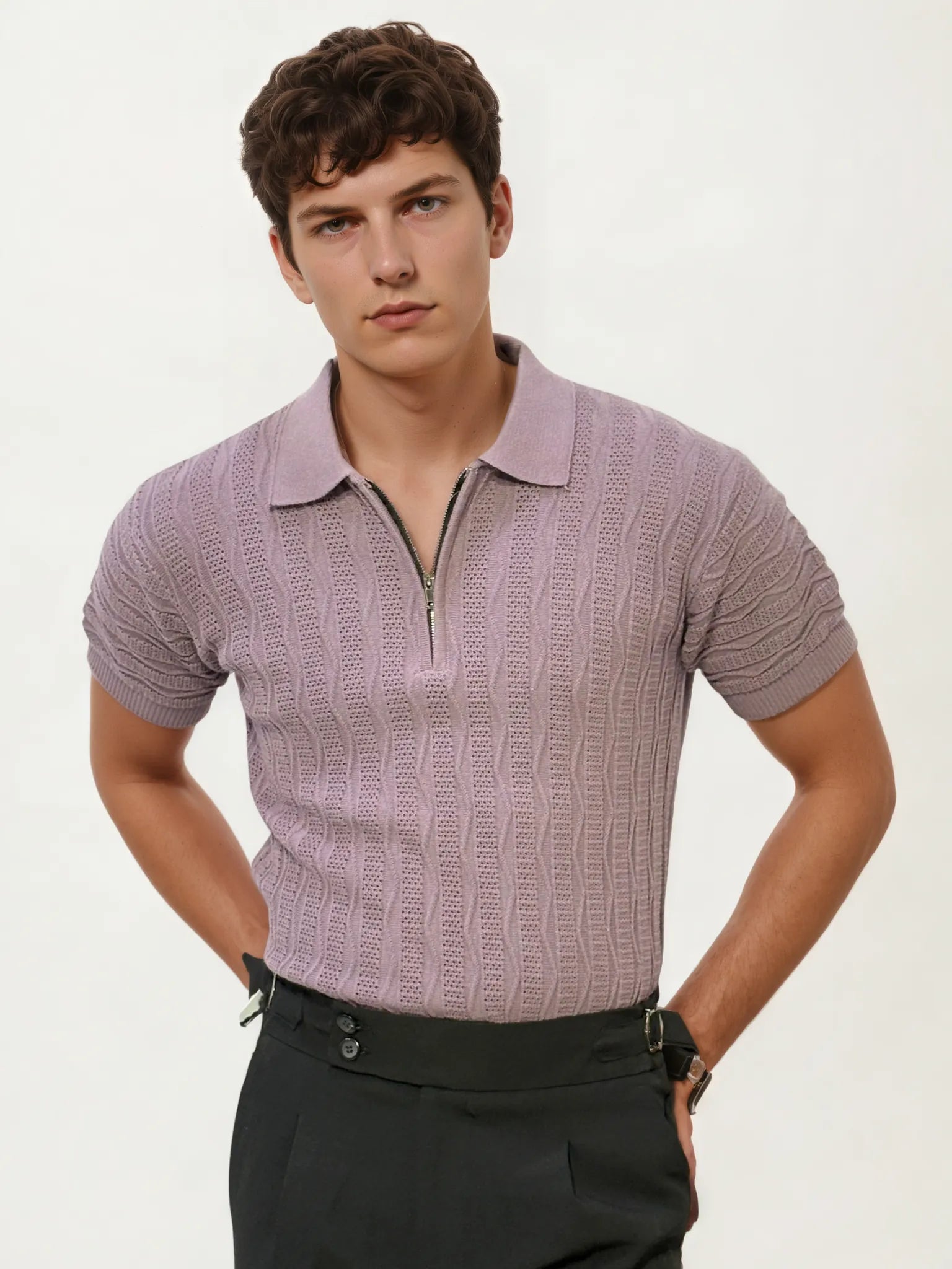 Pink Half-Hand Polo T-Shirt