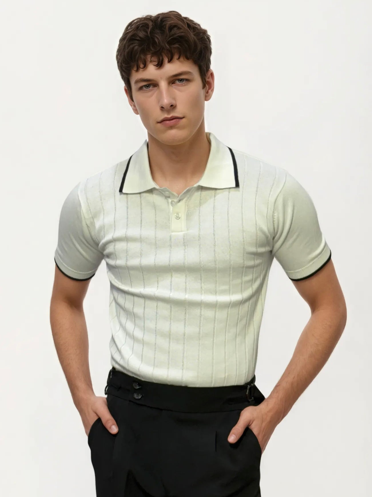 White Half-Hand Polo T-Shirt