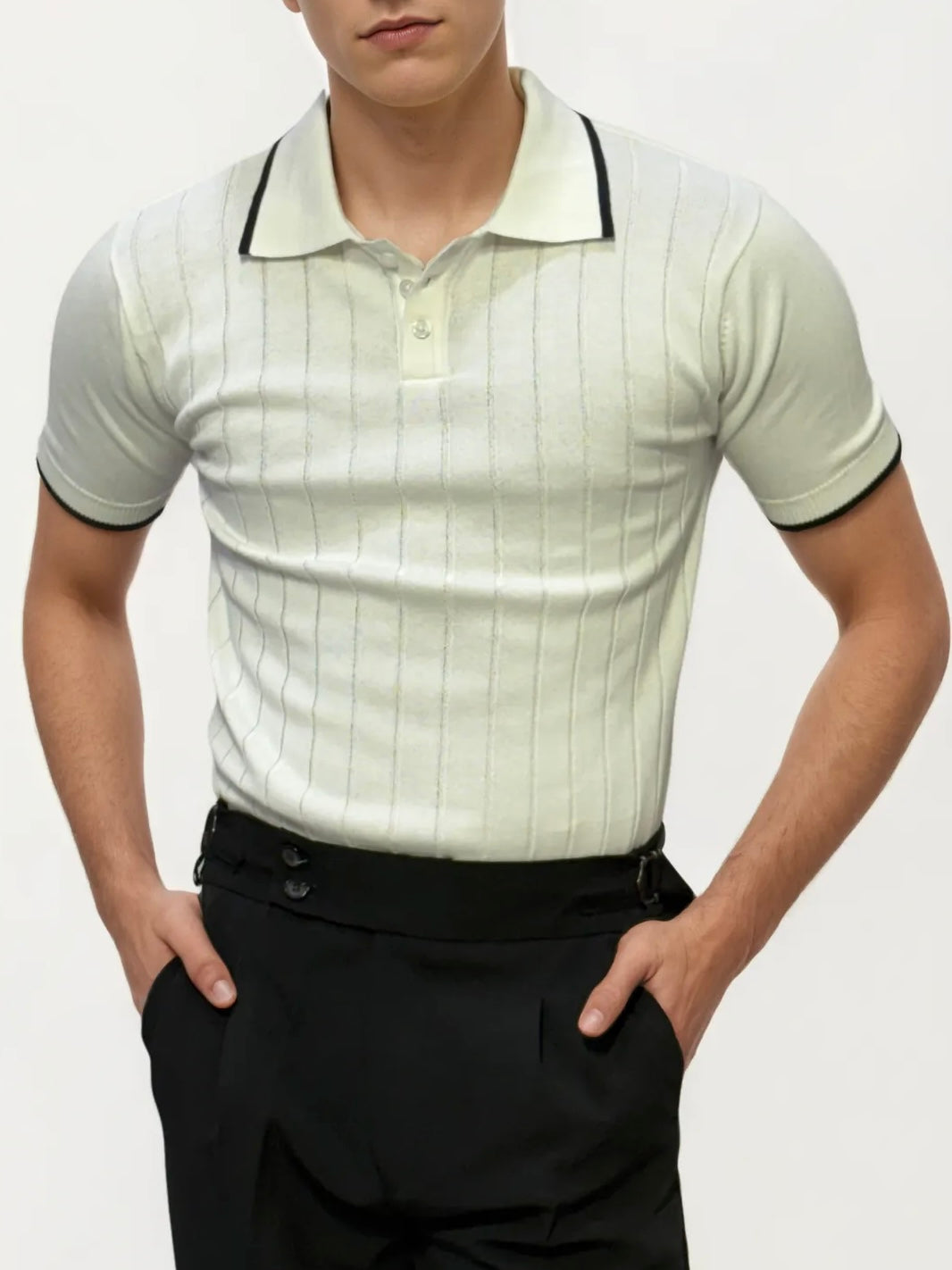 White Half-Hand Polo T-Shirt