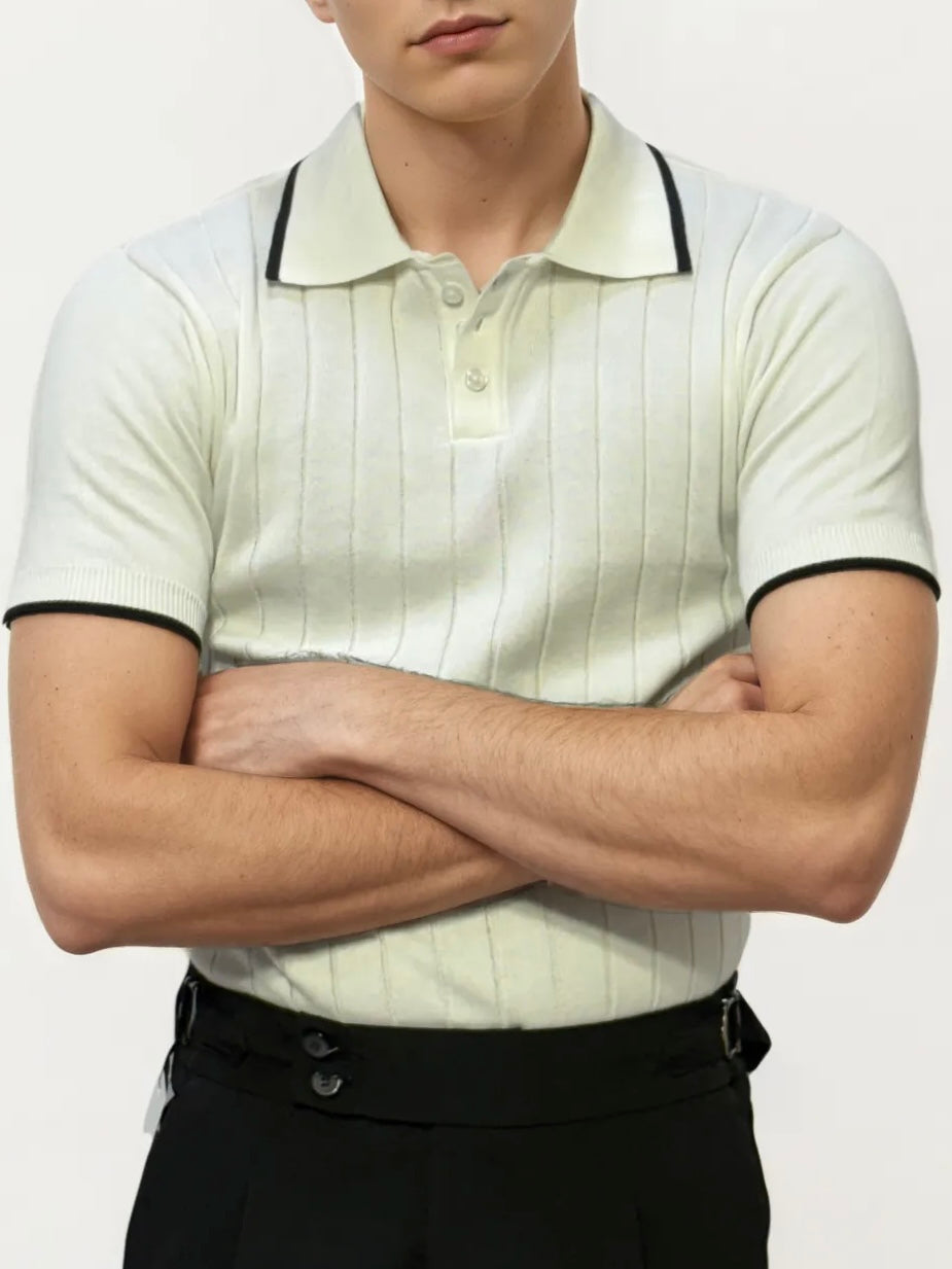 White Half-Hand Polo T-Shirt