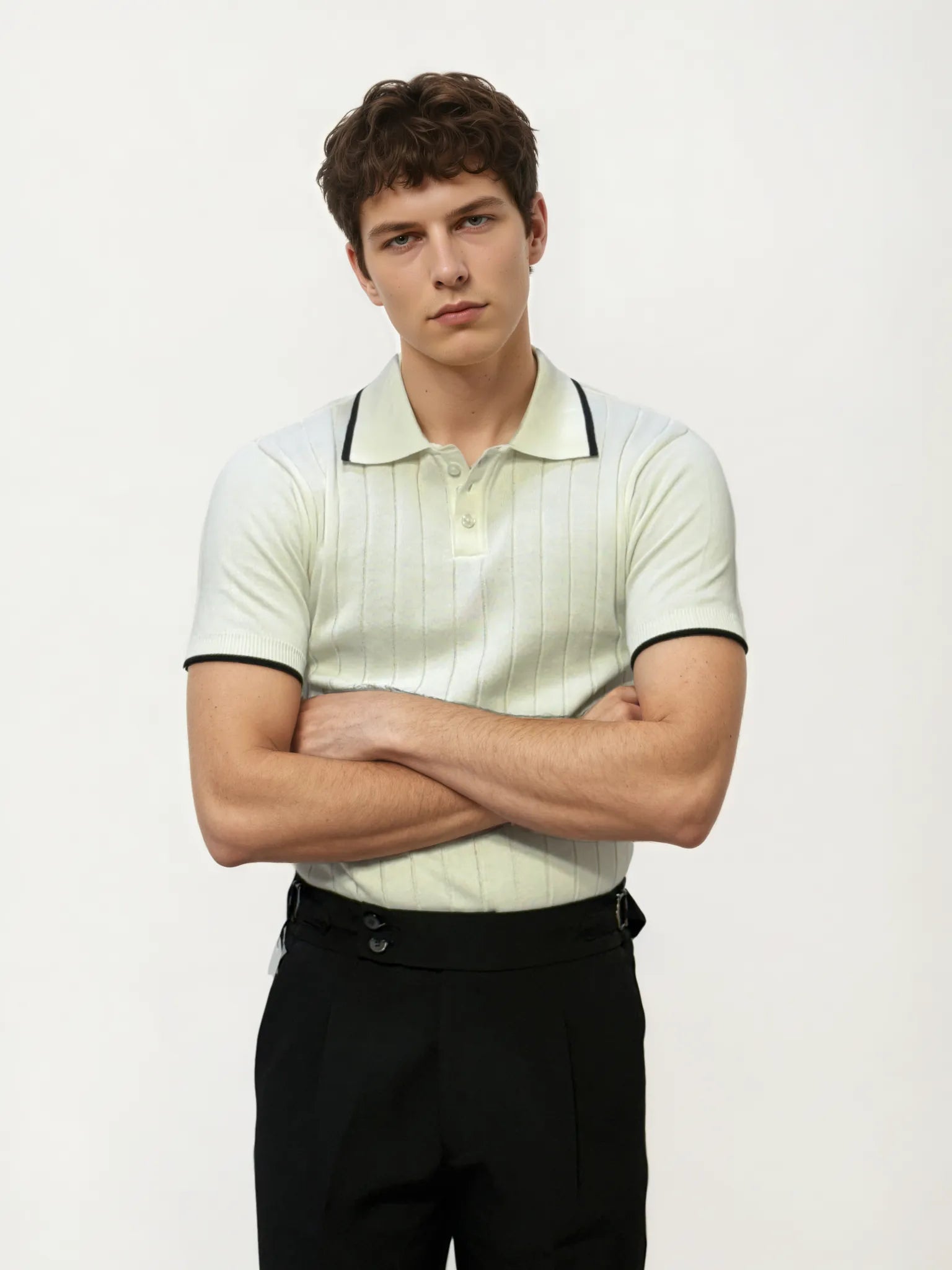 White Half-Hand Polo T-Shirt