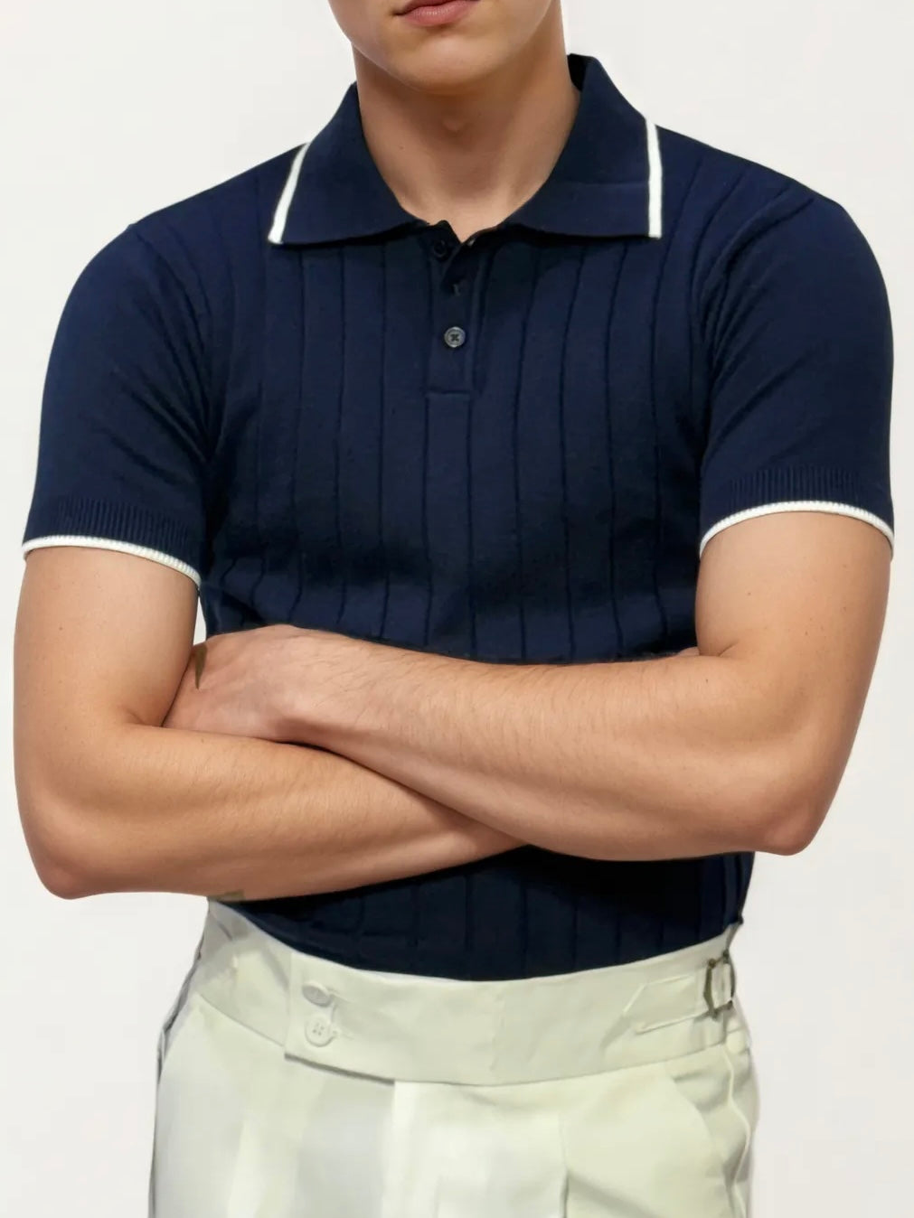 Blue Half-Hand Polo T-Shirt