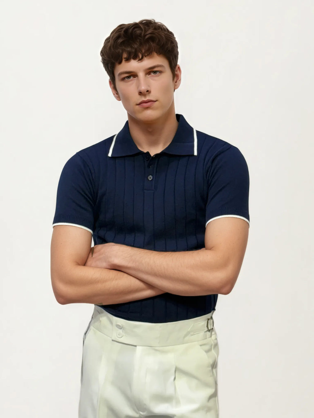 Blue Half-Hand Polo T-Shirt