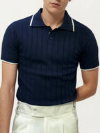 Blue Half-Hand Polo T-Shirt
