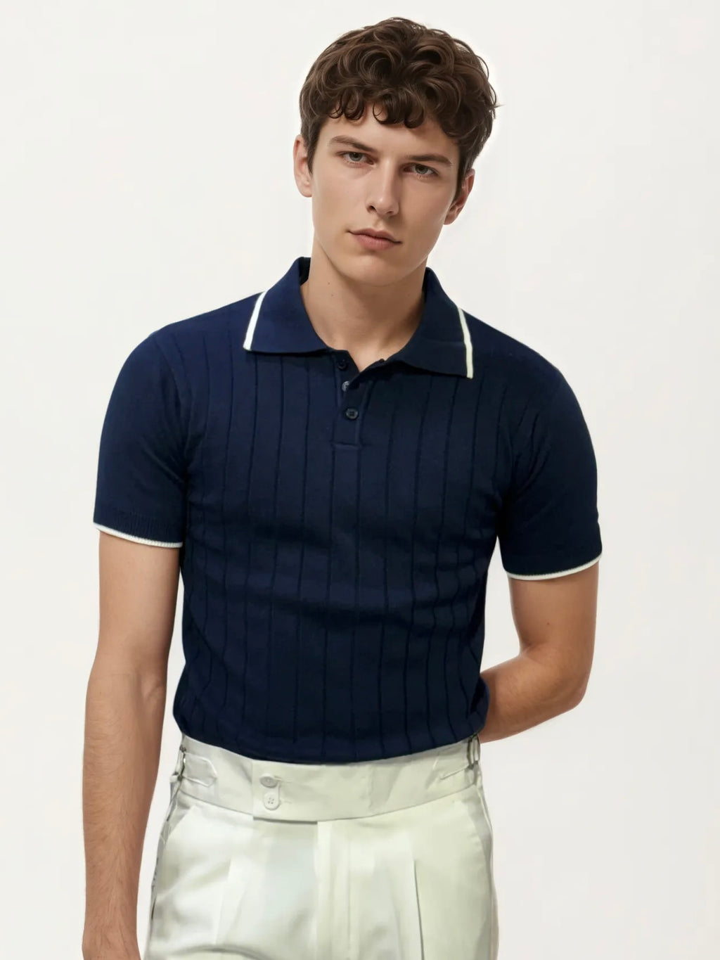 Blue Half-Hand Polo T-Shirt