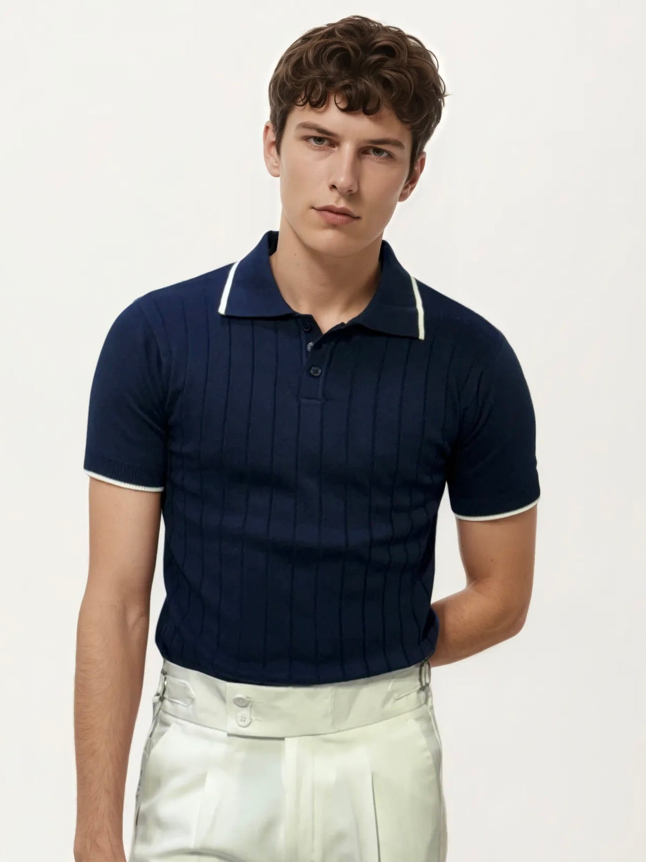Blue Half-Hand Polo T-Shirt
